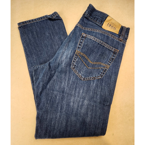 IZOD Men’s Slim Straight Fit Jeans 100% Cotton Medium Wash Size 32x30 - Picture 5 of 7